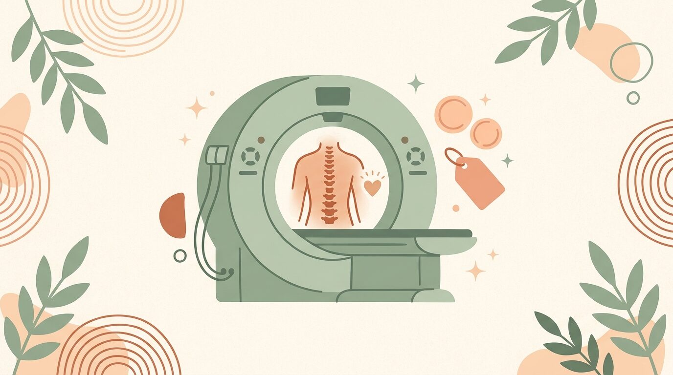 Aparat do rezonansu magnetycznego w pracowni diagnostycznej, ilustracja kosztu badania kręgosłupa